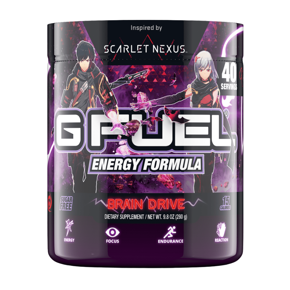 GFUEL Brain Drive Low-Sugar Energy Supplement For Mental Focus and Reaction Speeds - Pineapple, Guava and Citrus Flavour
