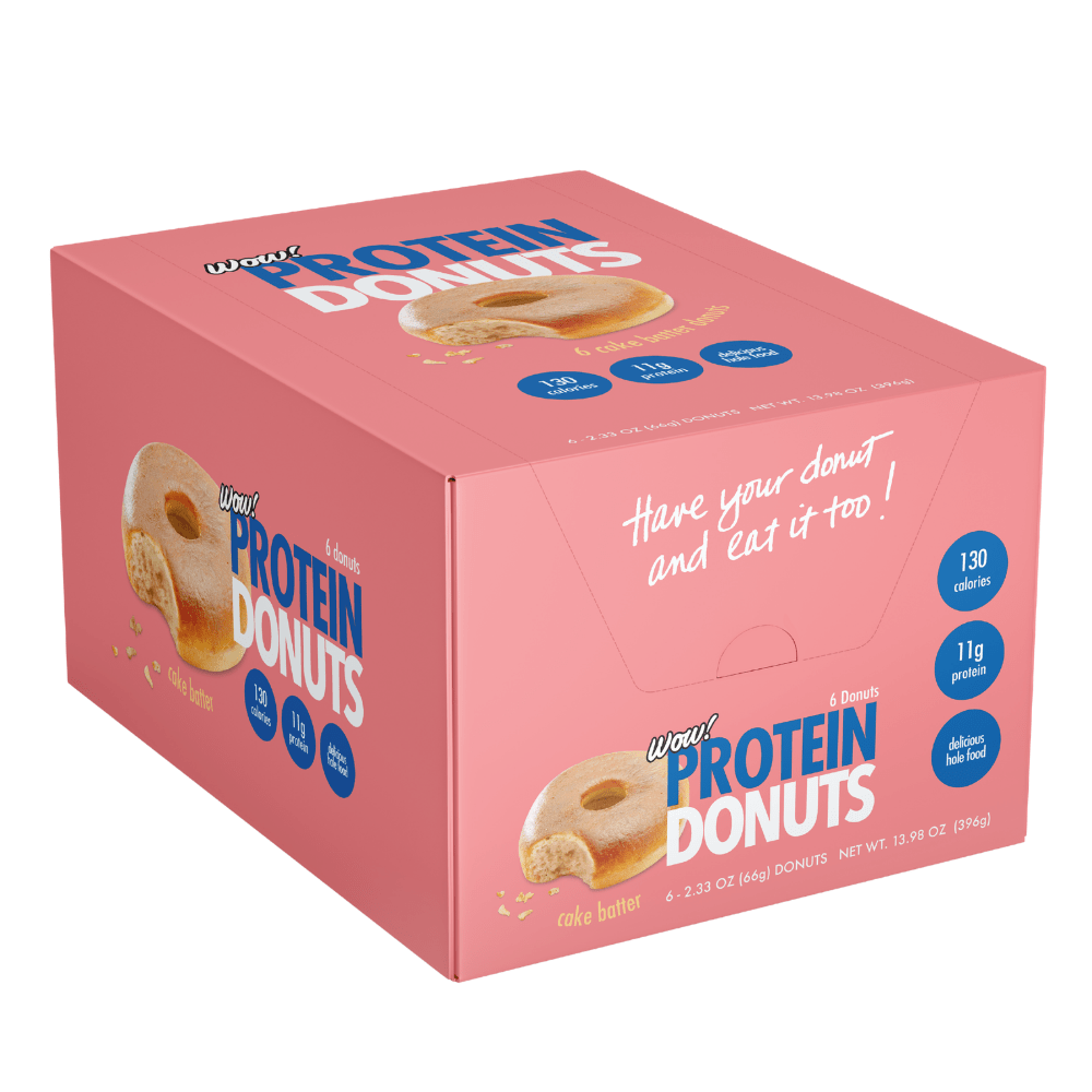 Box of 6x66g Cake Batter Flavoured WOW! Protein Donuts (Pink) - Delicious Hole Foods - Protein Package UK - Low-Calorie Protein Donuts