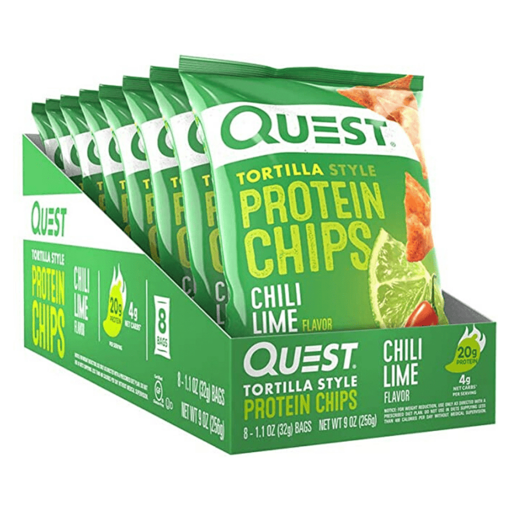 Quest Nutrition USA Chili and Lime Protein Tortilla Chips Box
