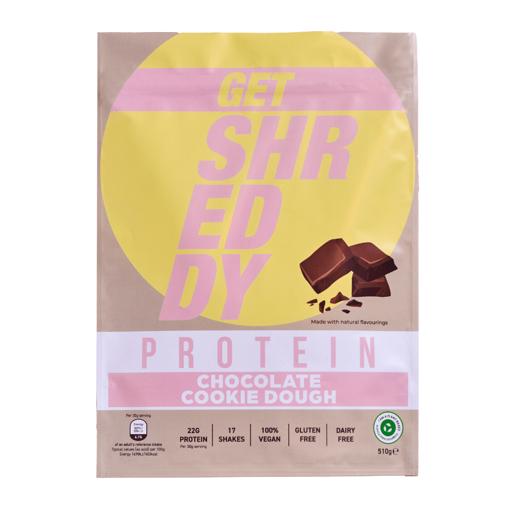 GRACE BEVERLEY x SHREDDY Chocolate Chip Cookie Dough Flavoured High Protein Shake Mix - 510Grams - Dairy Free, Gluten Free and 100% Vegan Protein