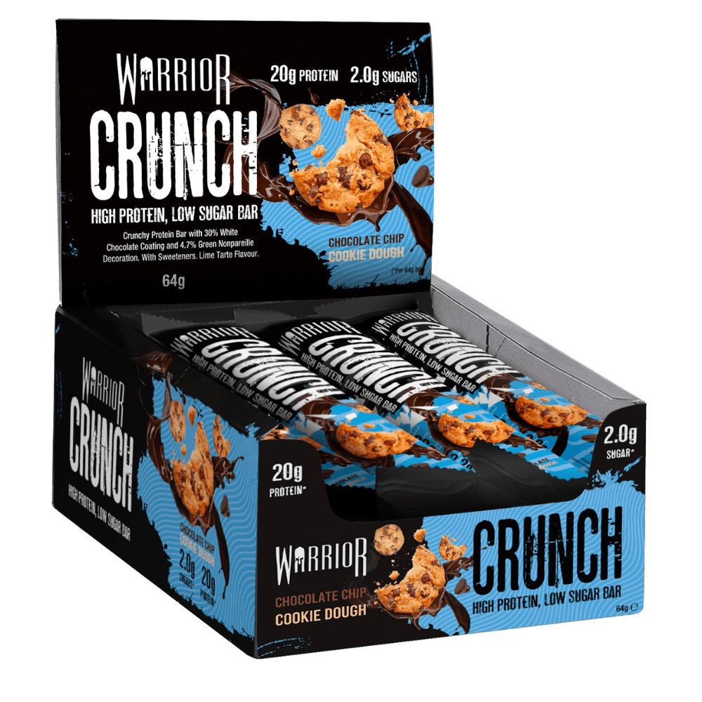 Chocolate Chip Cookie Dough flavoured Warrior Protein Crunch Bars UK 12x64g Boxes