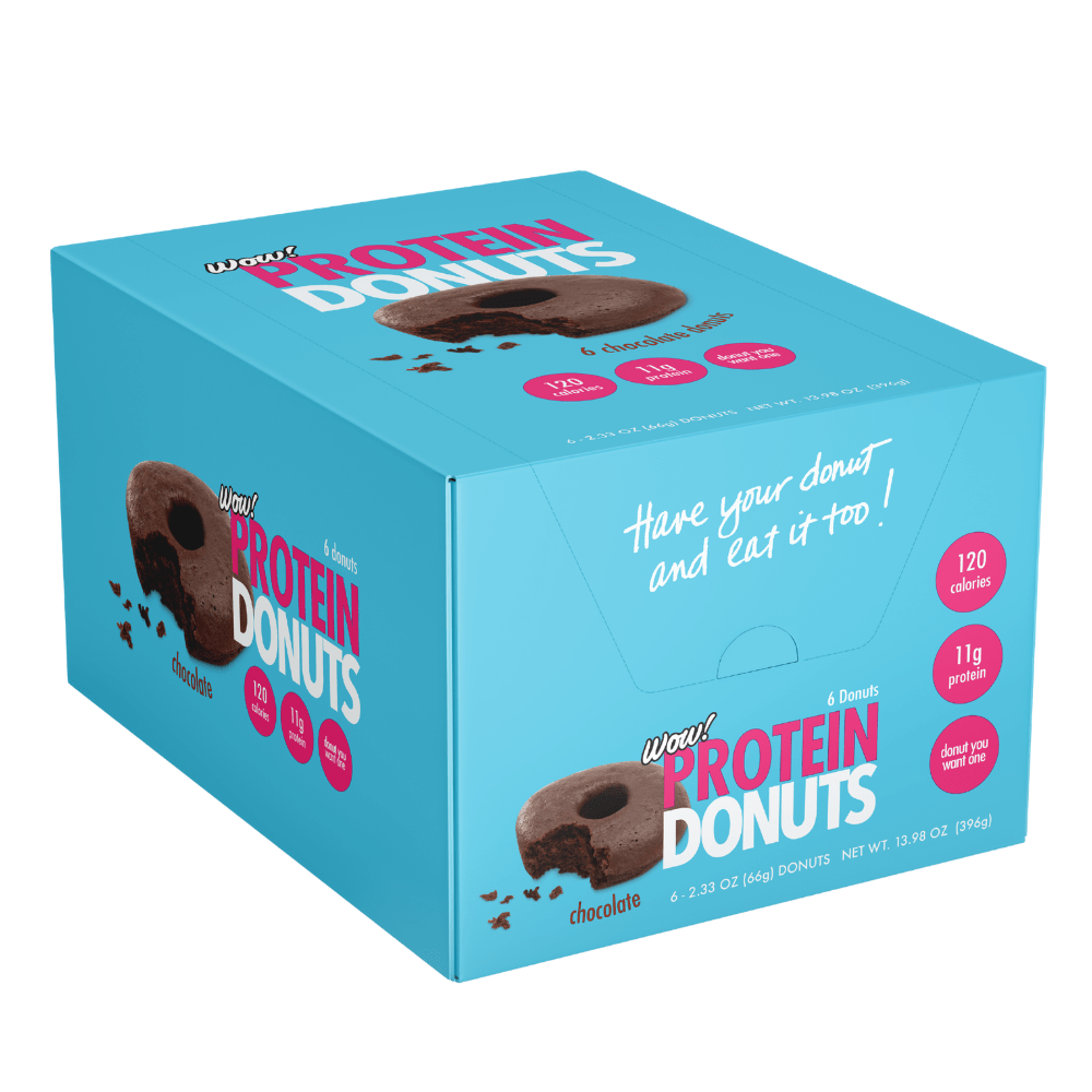 Boxes of 6 WOW! Protein Donuts - Milk Chocolate Flavour - 6x66g Protein Doughnuts UK - Protein Package