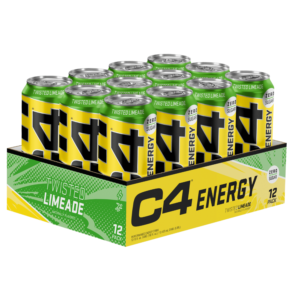 C4 Energy Drinks UK - Twisted Limeade Performance Boosting Energy Drinks - Pack of 12x500ml