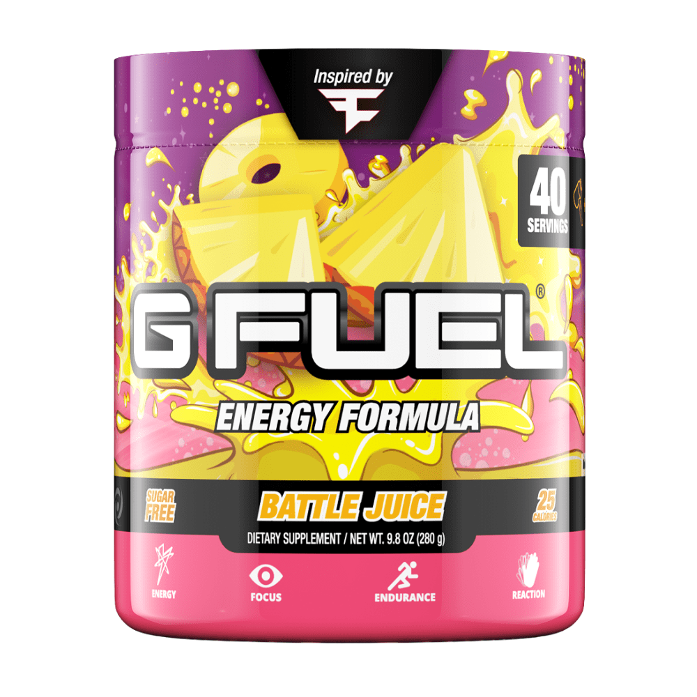 Inspired by FaZe Clan - Battle Juice GFUEL Energy Drink Powdered Mix - Super Sweet Pineapple Flavour 280g Tubs