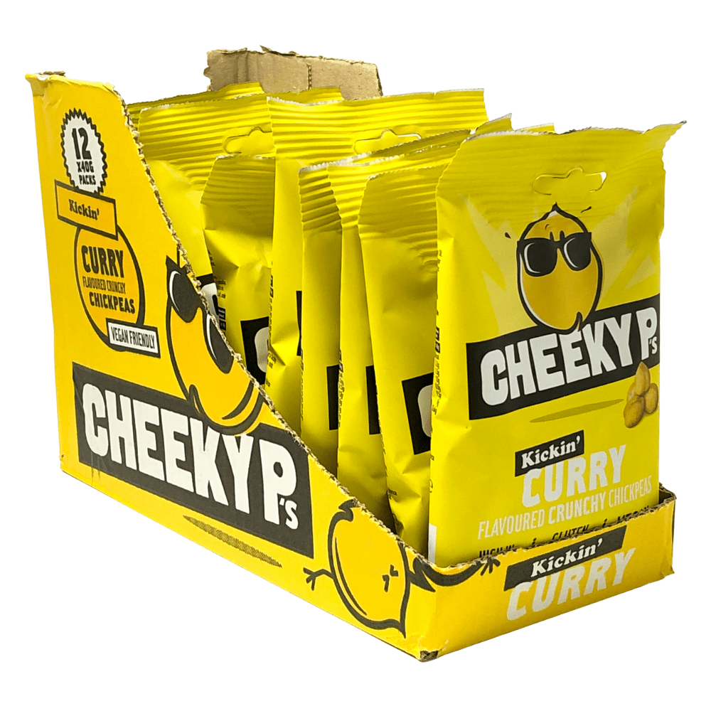 Cheeky P's Vegan Chickpea Protein Savoury Snacks - 12x40-Grams - Curry Flavoured Chickpeas