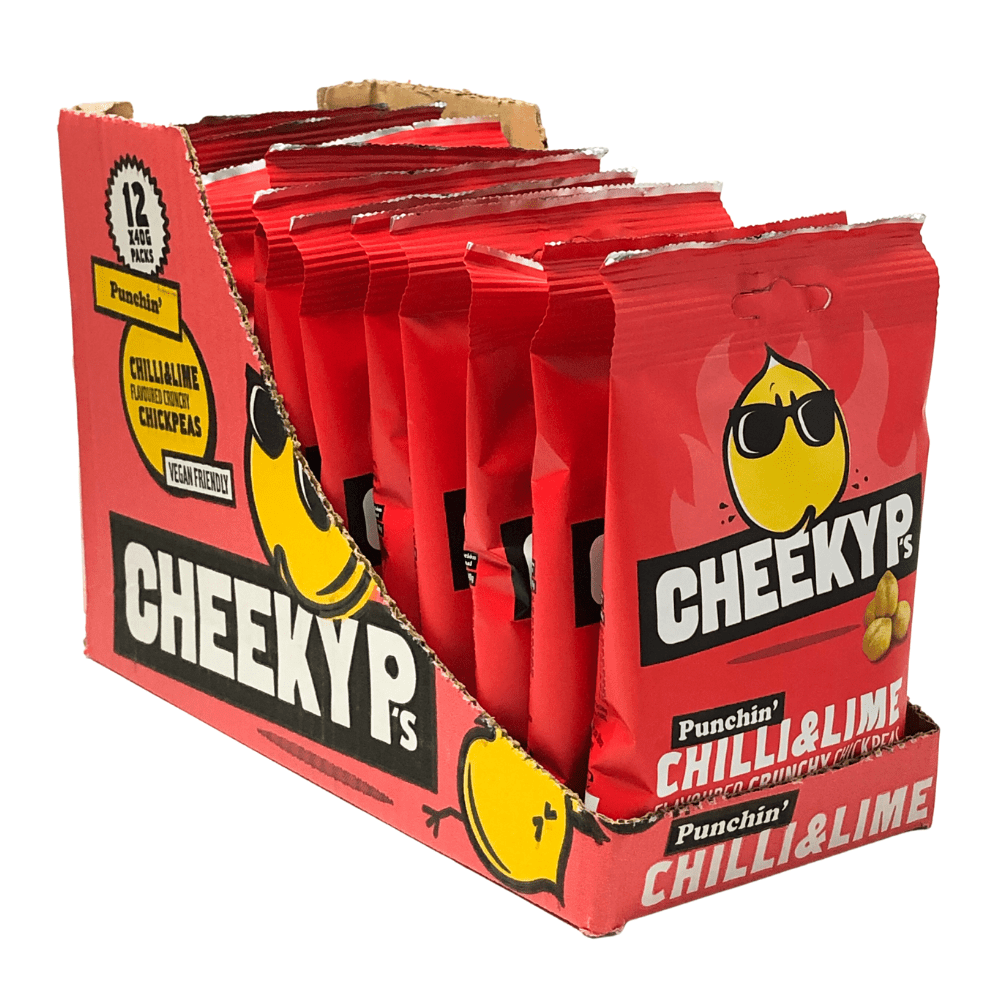 Spicy Chilli and Lime Flavoured Dried Chickpea Snack Pack Boxes of 12x40g UK