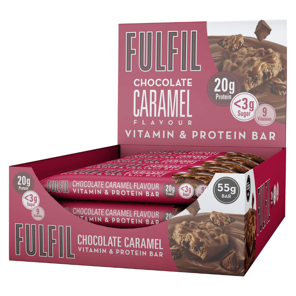Boxes of 15 Chocolate & Caramel Fulfil Nutrition Vitamin Protein Bars - 15x55g Full Boxes of Fulfil Choc Caramel