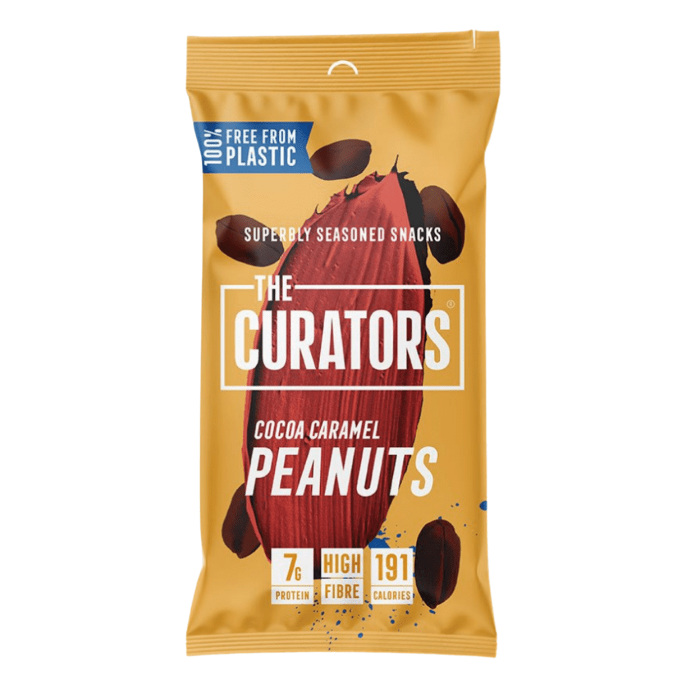 The Curators Chocolate Caramel Coated Protein Peanuts Packs - Single 35g Bags UK
