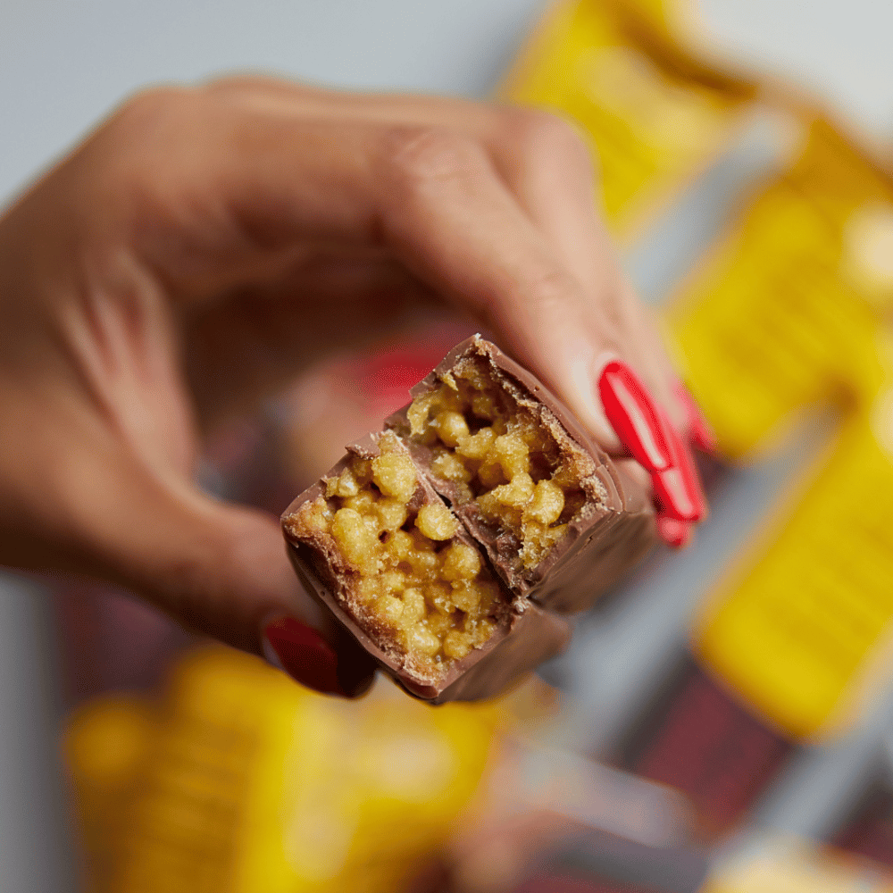 Inside The Chocolate Caramel Crispy Protein Bars