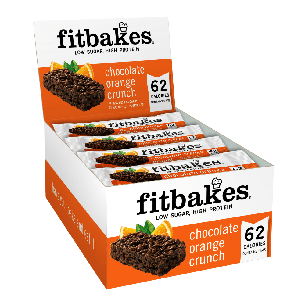 Chocolate Orange Crunch Flavour - Fitbakes Low Calorie Mini-Bars - 12x19g Pack