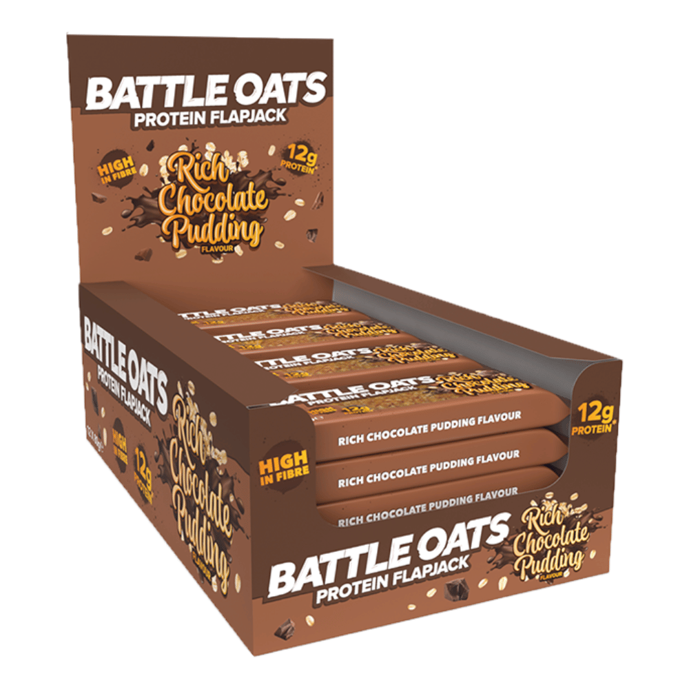 Pack of 12 Battle Oats Rich Chocolate Pudding Protein Flapjacks - 12x80g