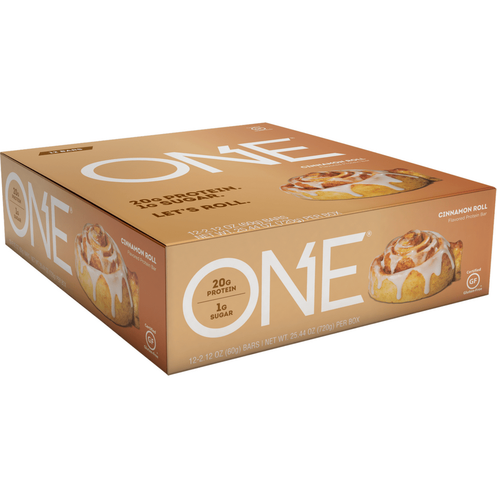 ONE1Brands Cinnamon Roll Flavoured High Protein Snack Bars 12x60g 