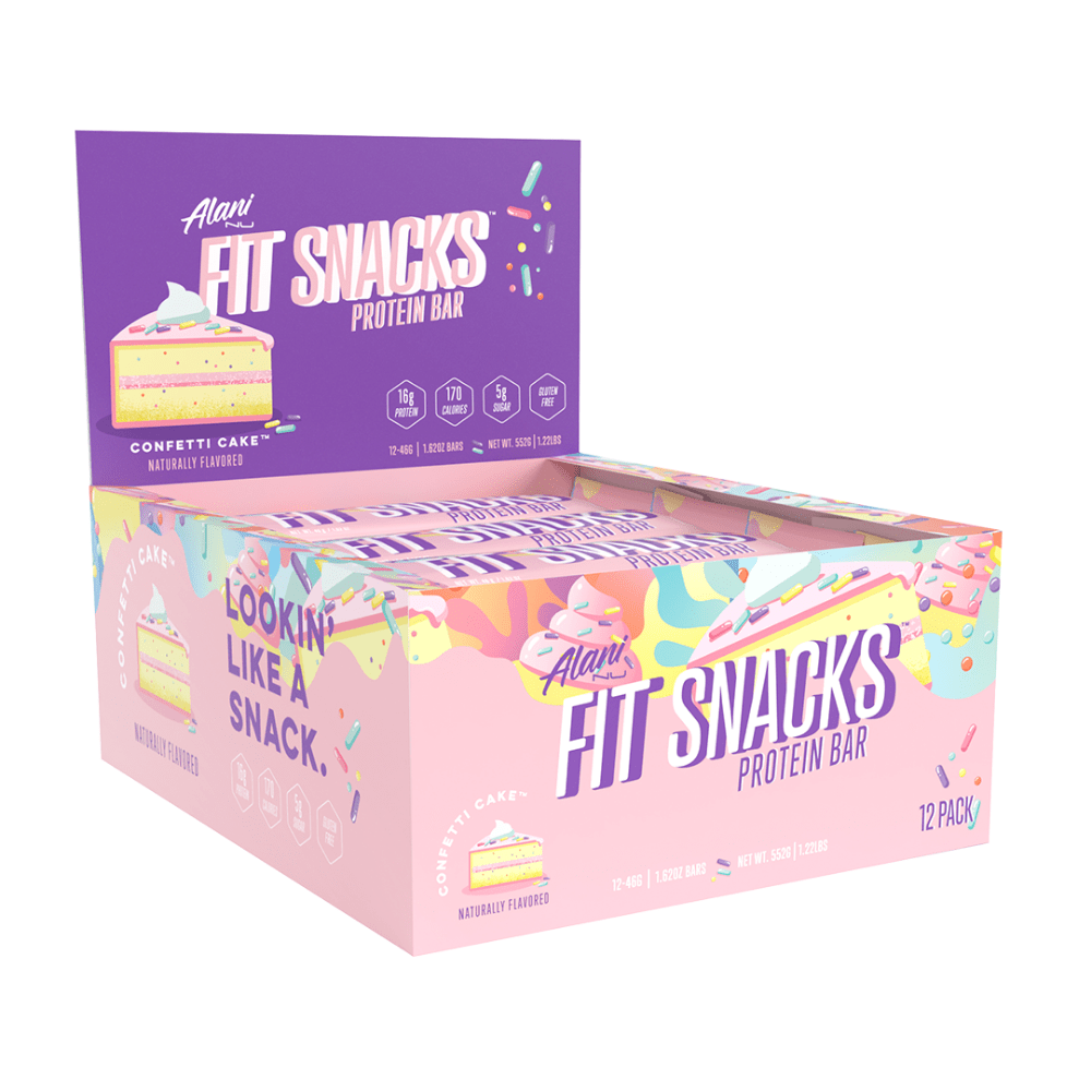 Confetti Cake Fit Snacks Alani Nu Protein Bar Boxes of 12 - Naturally Flavoured - Imported from USA
