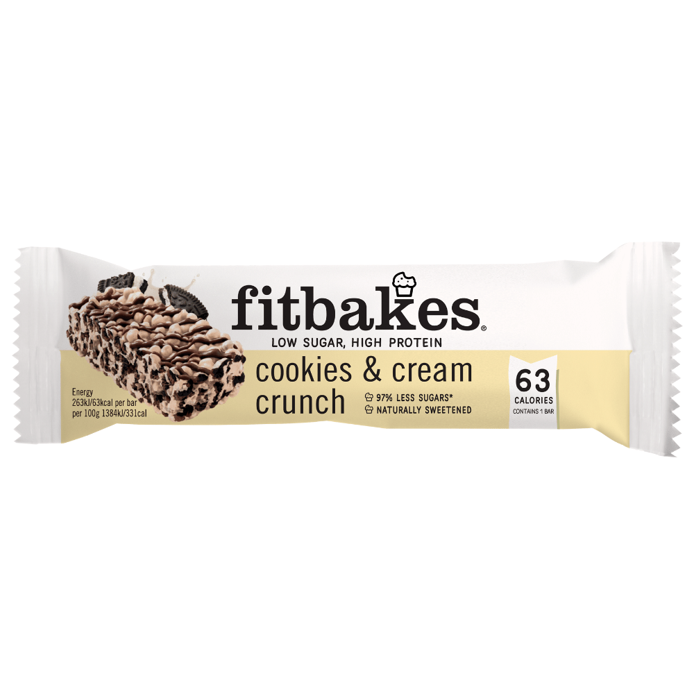 Fitbakes Low Calorie Mini Snacks Bars - Cookies & Cream Crunch Flavour