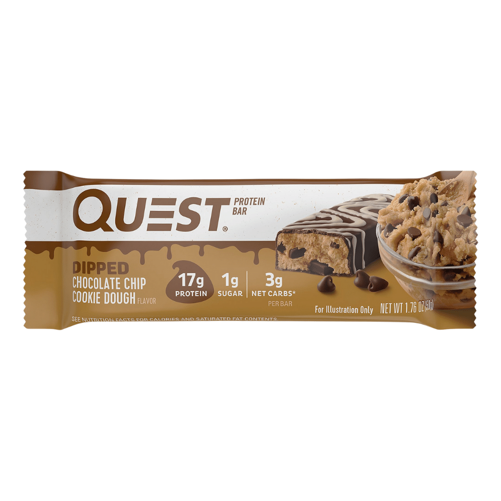 Quest Protein Bars - Dipped Chocolate Chip Cookie Dough Flavour - 50g Single Bars