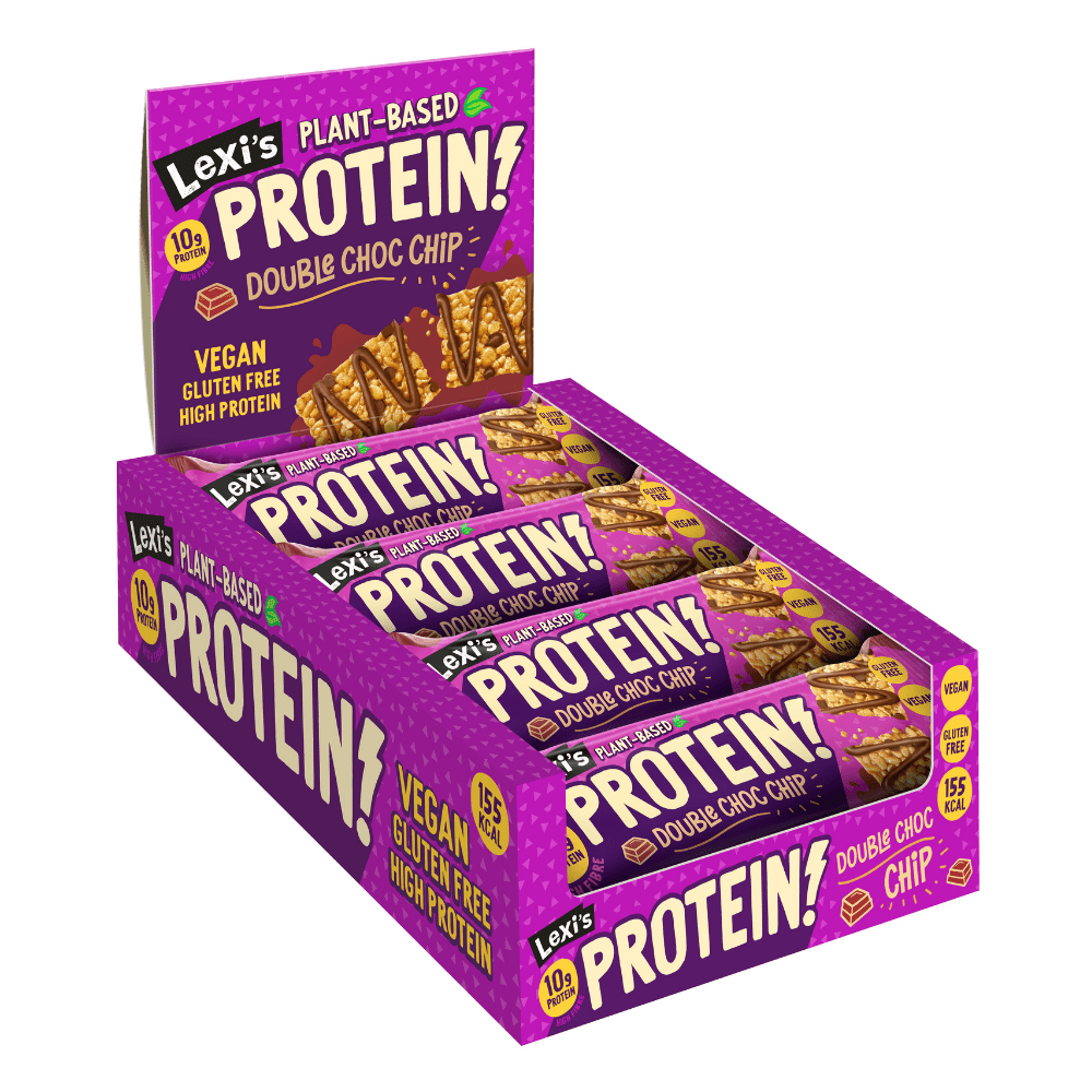 Lexi's Treats Double Chocolate Chip Flavoured Plant-Based Protein Bars (12x60-Gram Bars)