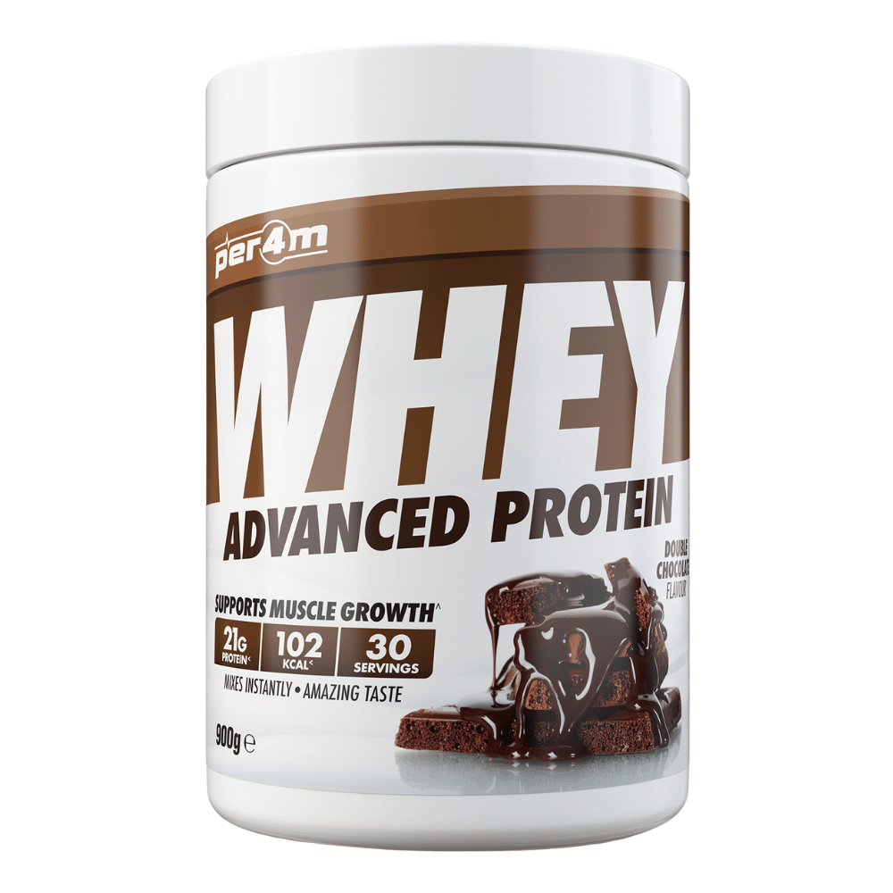 30 Serving Tub of PER4M Double Chocolate Flavoured Advanced Whey Protein Powders