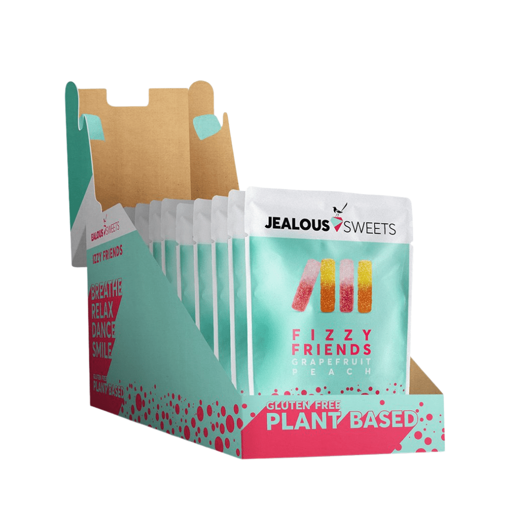 Boxes of x10 Jealous Sweets 40g Fizzy Friends (Peach & Grapefruit) UK - Protein Package Ltd