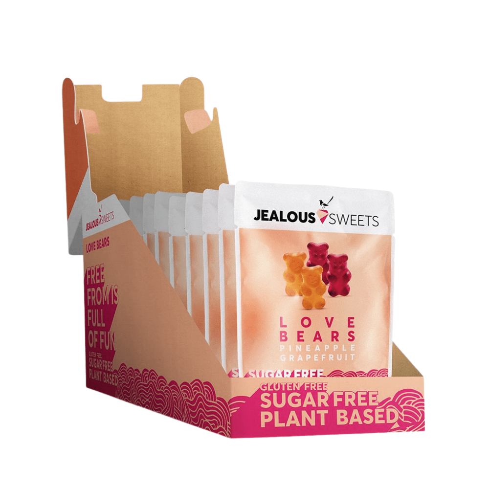 Boxes of 10 Jealous Sweets Love Bears - Gluten-Free Healthy Gummy Candy UK - Protein Package - Mix Jealous Sweets