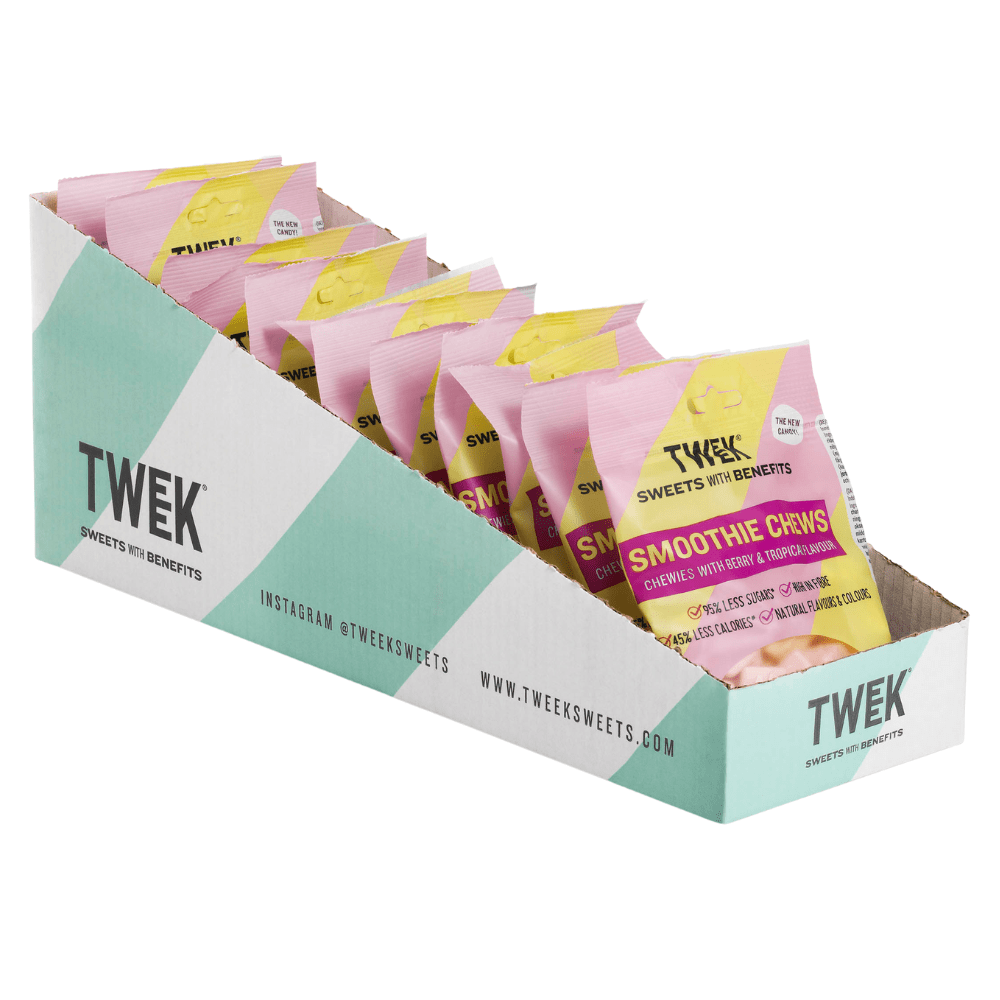 Boxes of Smoothie Chews by Tweek Sweets UK - Imported from Sweden - Protein Package -Berry & Tropical Flavours 