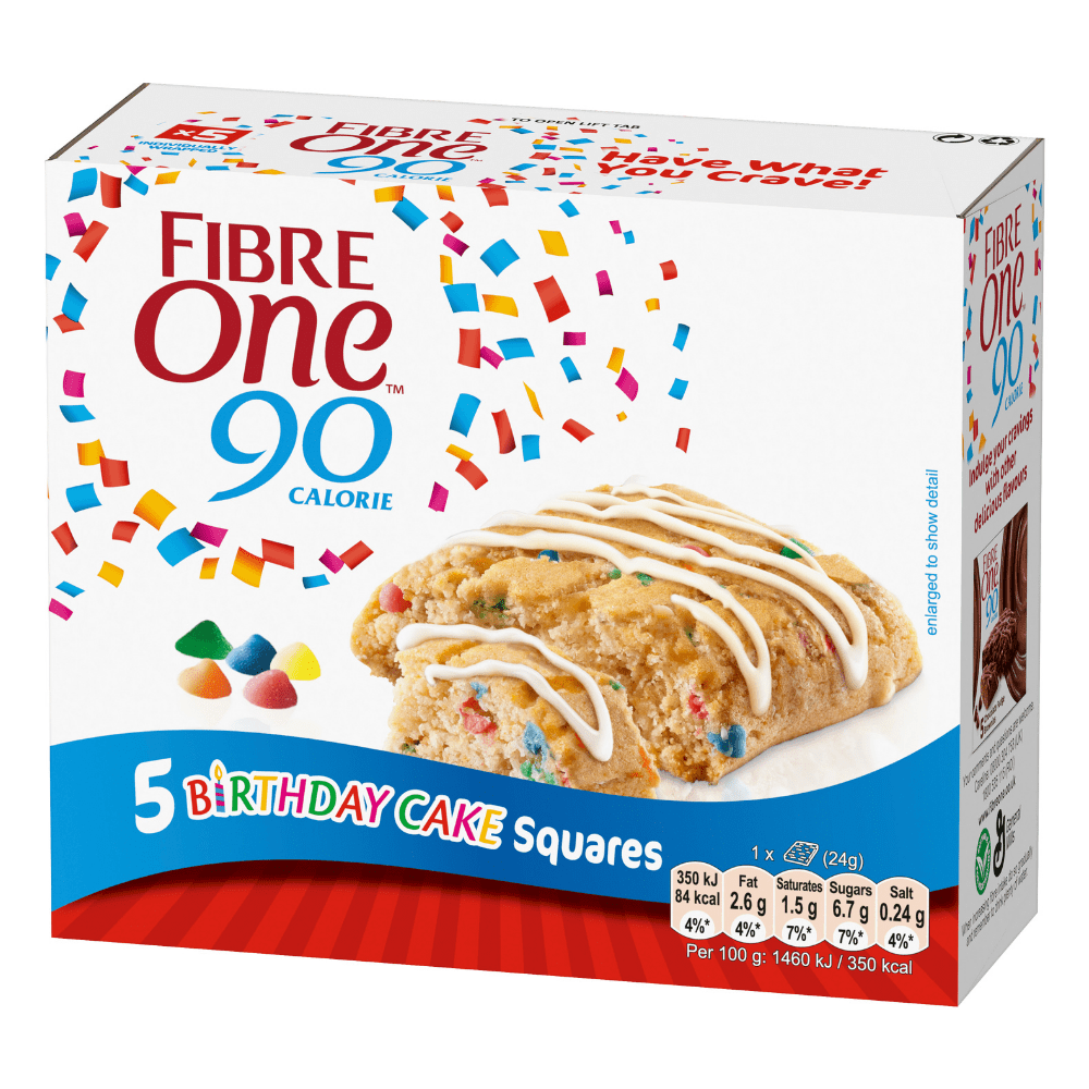 Fibre One Birthday Cake Low Calorie Bars Full Boxes x5 Bars