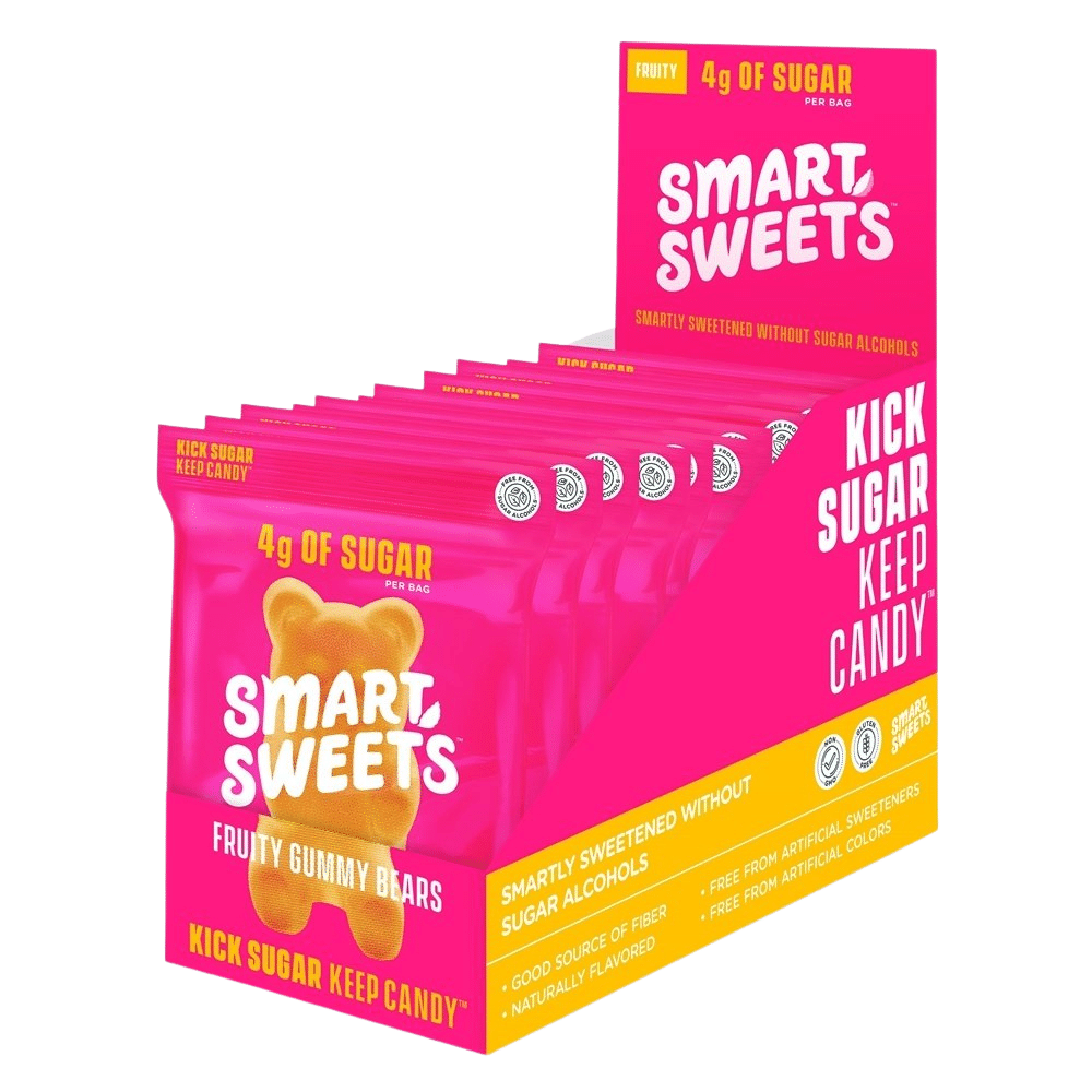 Smart Sweets UK - Fruity Gummy Bears Zero Sugar Candy - 12 Pack Open Top