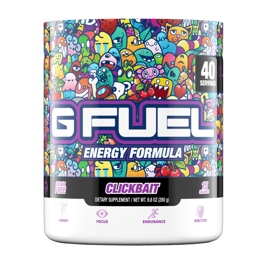 Clickbait G FUEL Energy Supplement - Cherry and Pomegranate Flavoured Energy Formula - 1 x 280-Gram Tubs