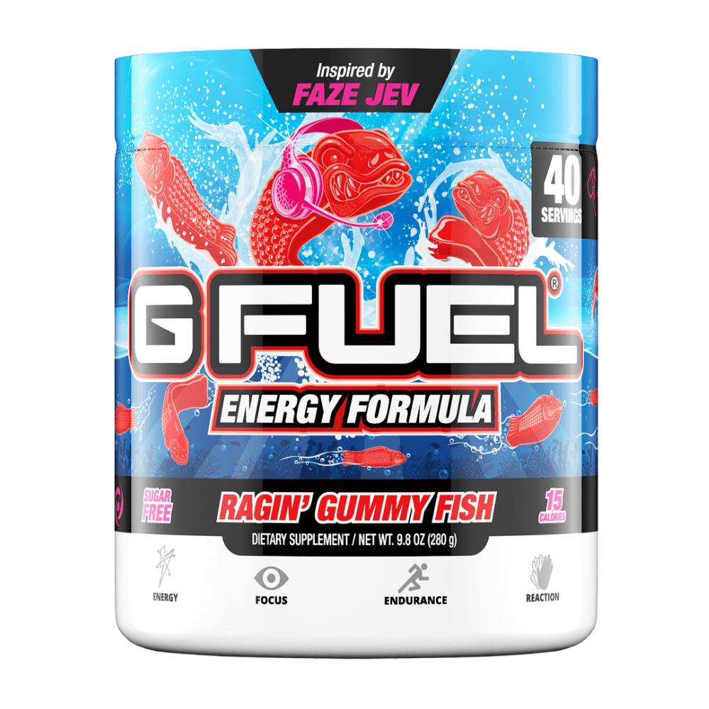 Rangin' Gummy Fish GFUEL Energy UK by FaZe Jev - 40 Serving Tubs With UK Delivery