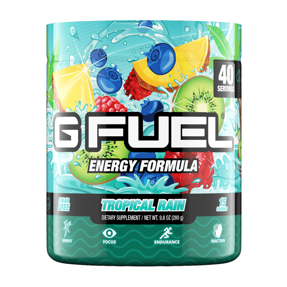 Tropical Rain G FUEL Energy Drink Formula - Low Calorie Energy Supplement - 280g Tubs Inspired by FaZe Rain 