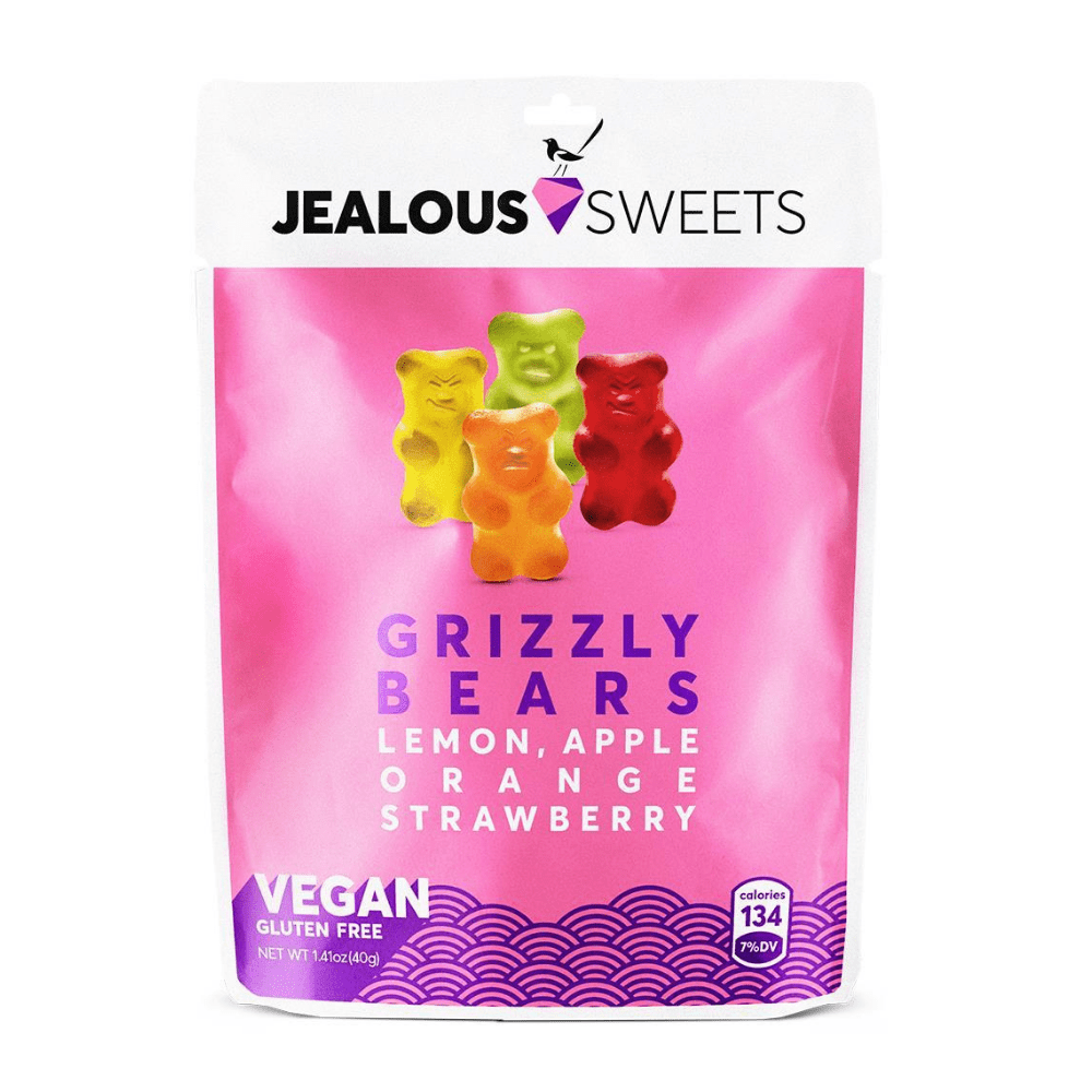 Grizzly Bears Jealous Sweets Vegan Gluten-Free Low Sugar And Low Calorie Gummies UK 40g Packet - Protein Package