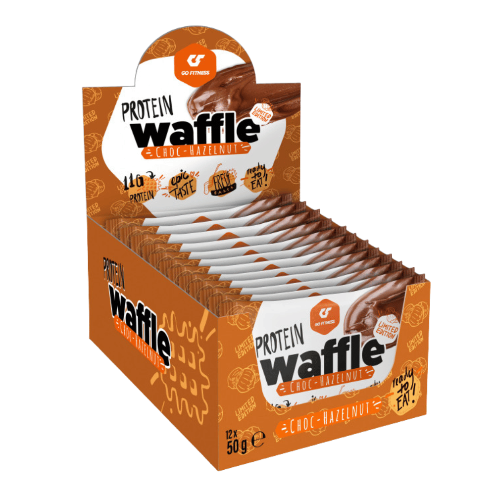 12 Pack of Go Fitness Protein Waffles Hazelnut Chocolate Flavour