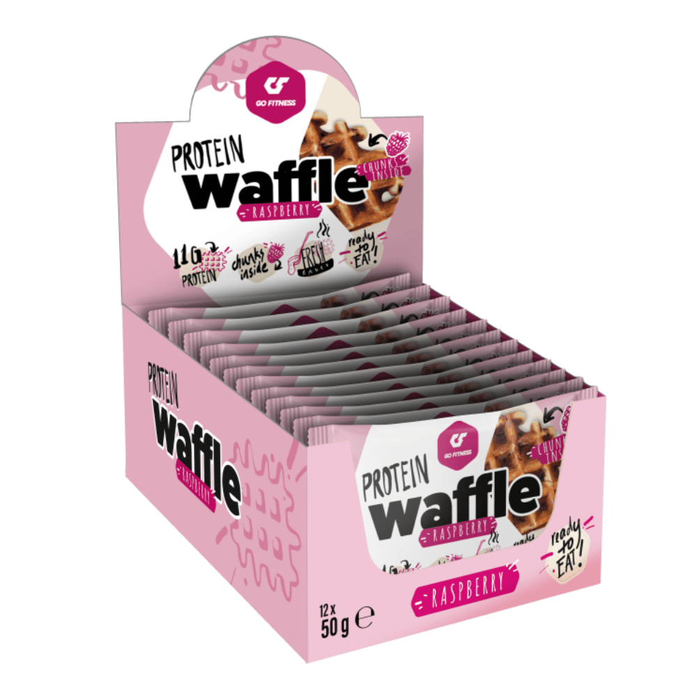 Go Fitness Raspberry Flavoured Protein Waffles - 12 Pack - UK - Protein Package