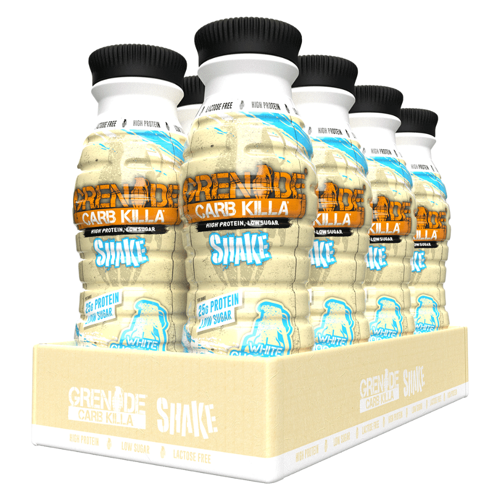 White Chocolate Flavoured Carb Killa Grenade Protein Shakes 8 x 330ml Bottles