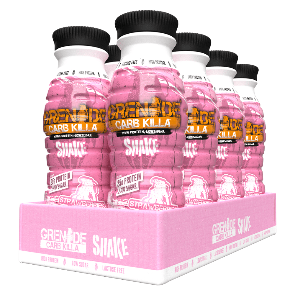 High Protein Milkshakes by Grenade Carb Killa - Strawberries and Cream Flavour - 8 Pack x 330ml 