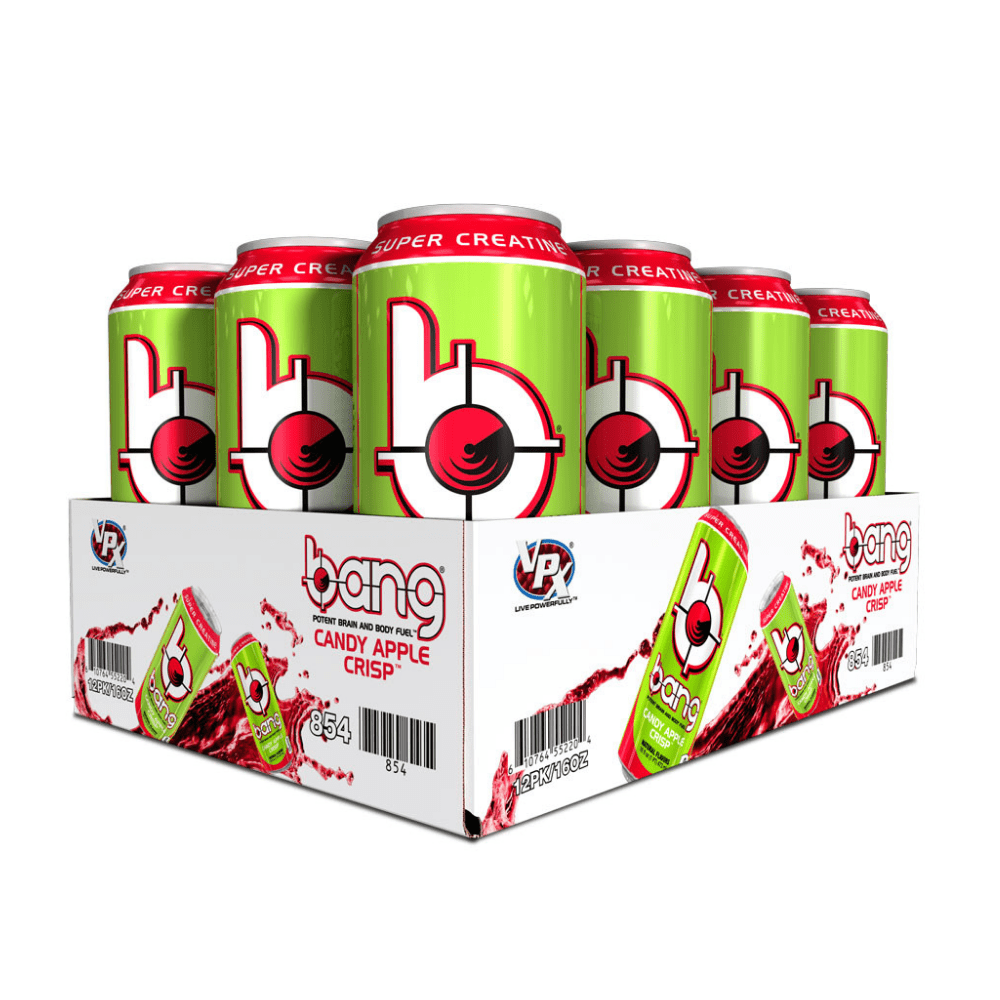 VPX Candy Apple Crisp Flavoured Bang Endurance Drinks for Fitness and Brain Power - 12 Packs
