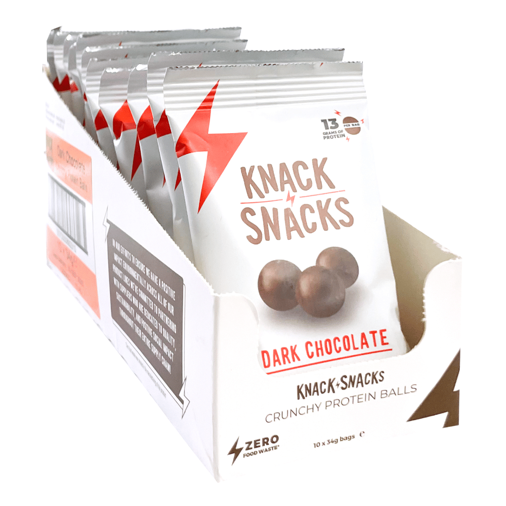 Knack Snacks Dark Chocolate Crunchy Protein Balls (10x34g Boxes)