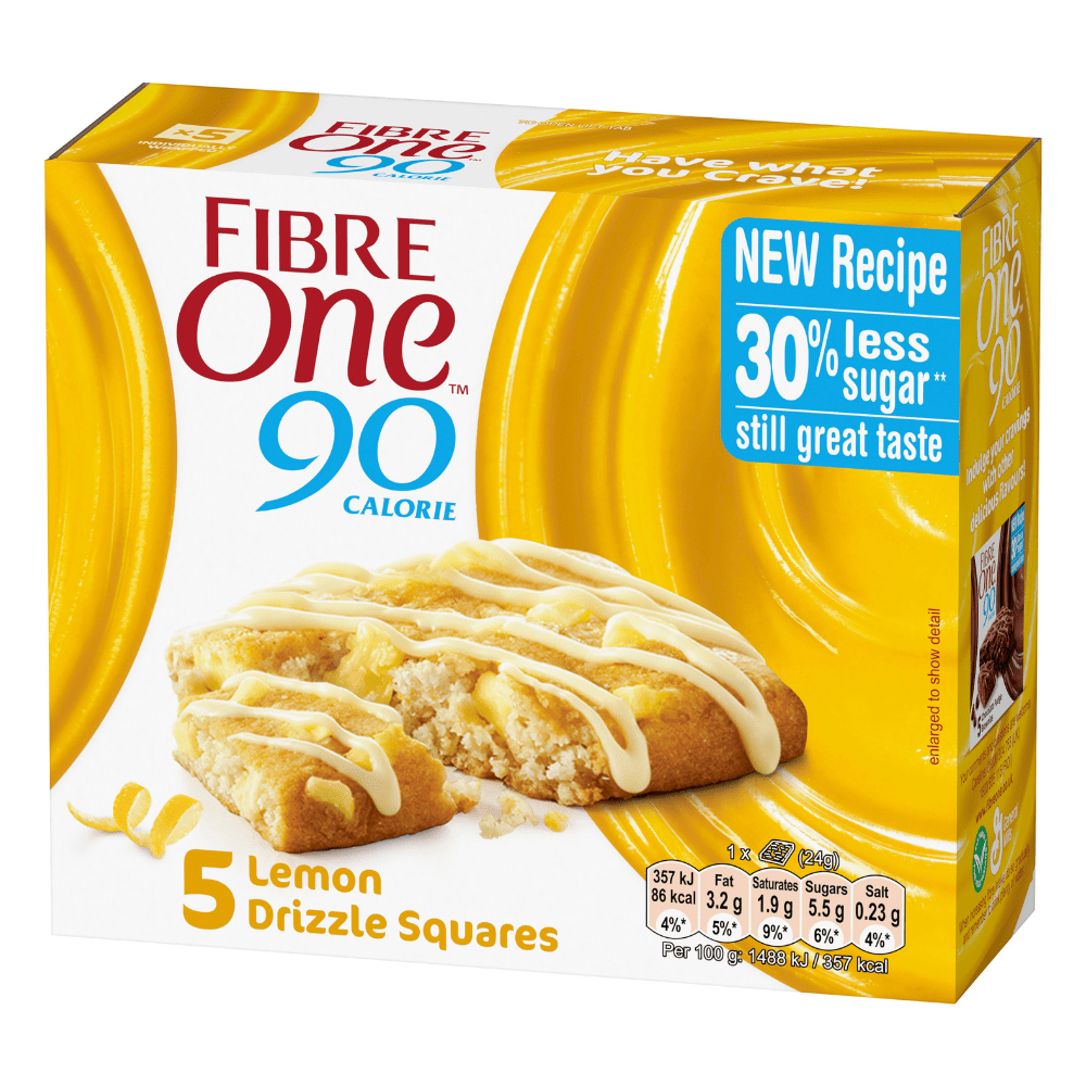 BOX OF 5 LEMON DRIZZE CAKE FIBRE ONE 90 CAL