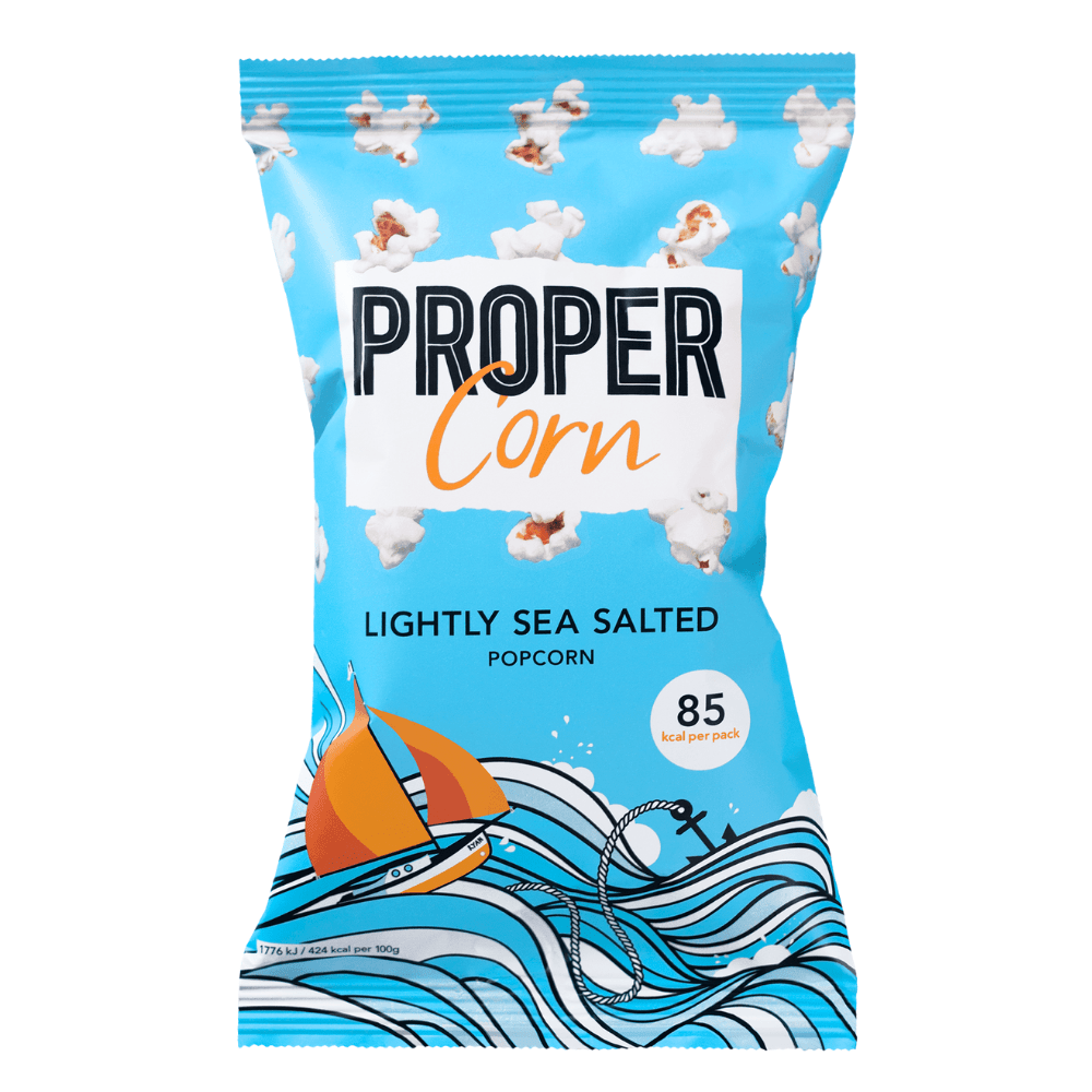 PROPER CORN Healthy Low-Calorie Vegan Lightly Sea Salted Popcorn 20g UK - Mix & Match Low-Calorie Gluten-Free Protein Popcorn - Protein Package 