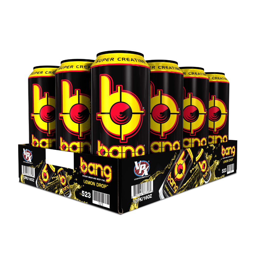 Lemon Drop Bang Energy Drink Supplements UK - 12x500ml cans - Zero Calories & Natural Caffeine  