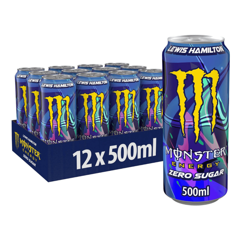 Lewis Hamilton Monster Zero Sugar and Zero Calorie Energy Drinks - Pack of 12x500ml