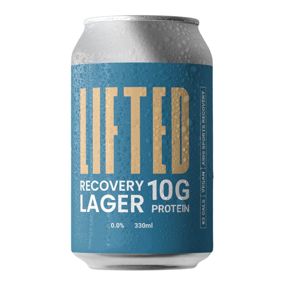 Lifted Protein Beer UK 330ml Cans - High Protein Recovery Lager (0.0% ABV) - Non-Alcoholic
