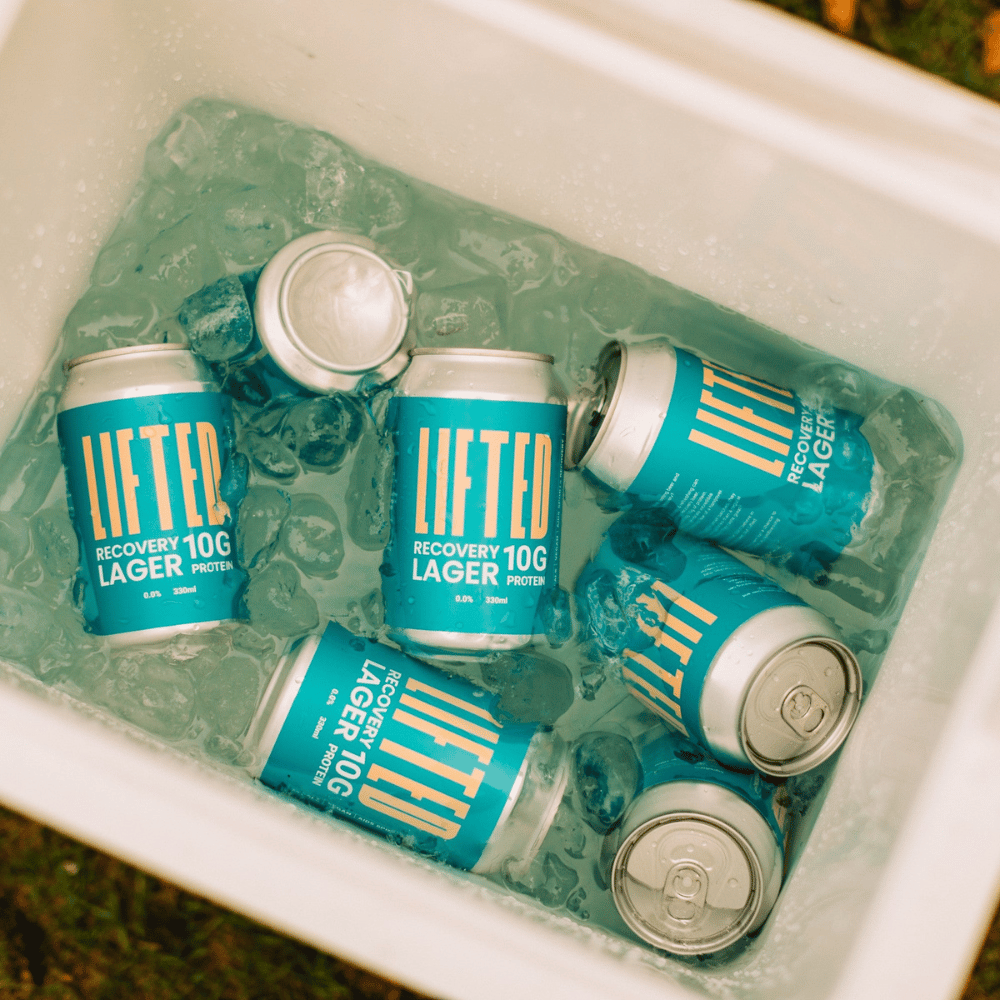 Lifted Protein Beer in an ice bucket - Zero Alcohol Protein Beer