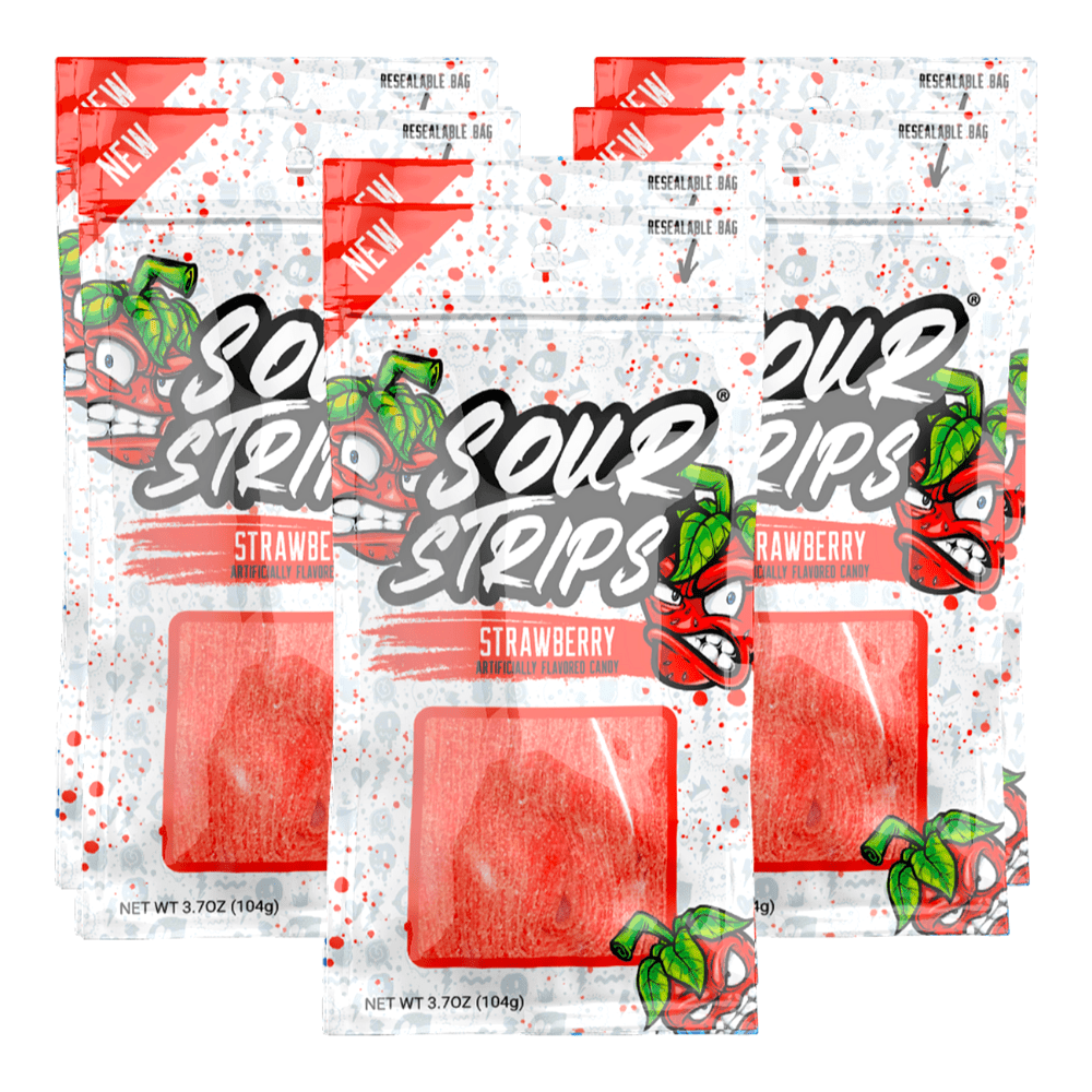 Strawberry Sour Strips from Maxx Chewning 104g Single Bag Protein