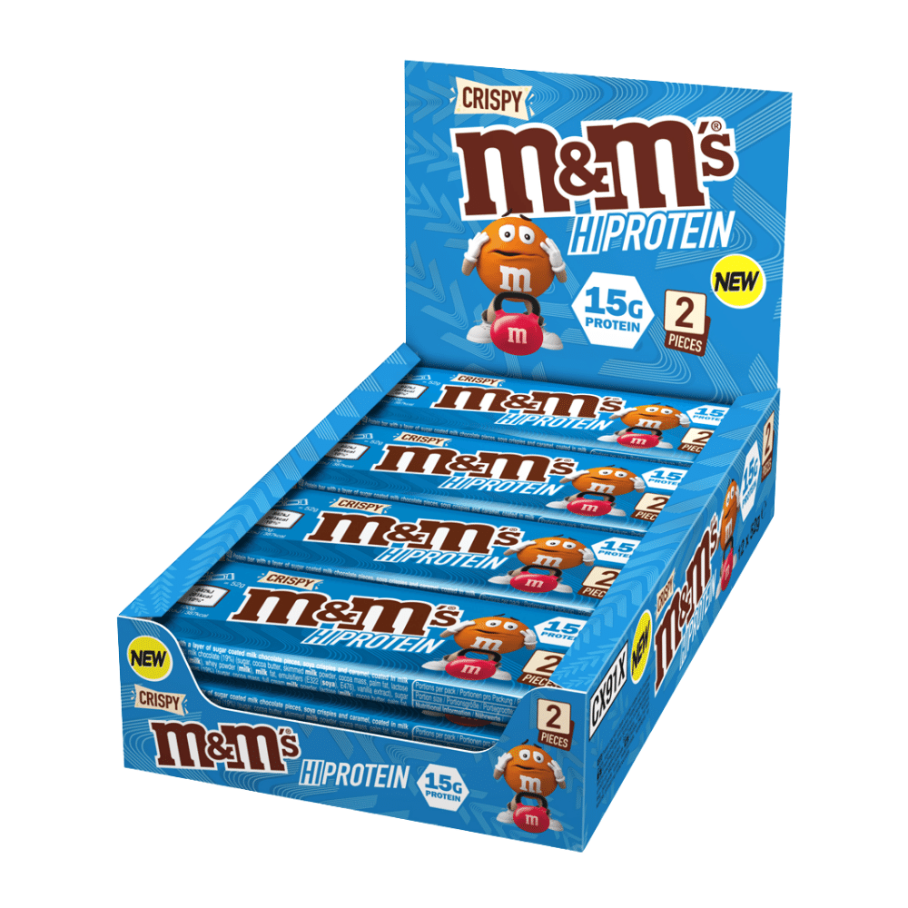 M&M's Crispy High Protein Chocolate Bars - Boxes of 12 - 2 Pieces Per Packet