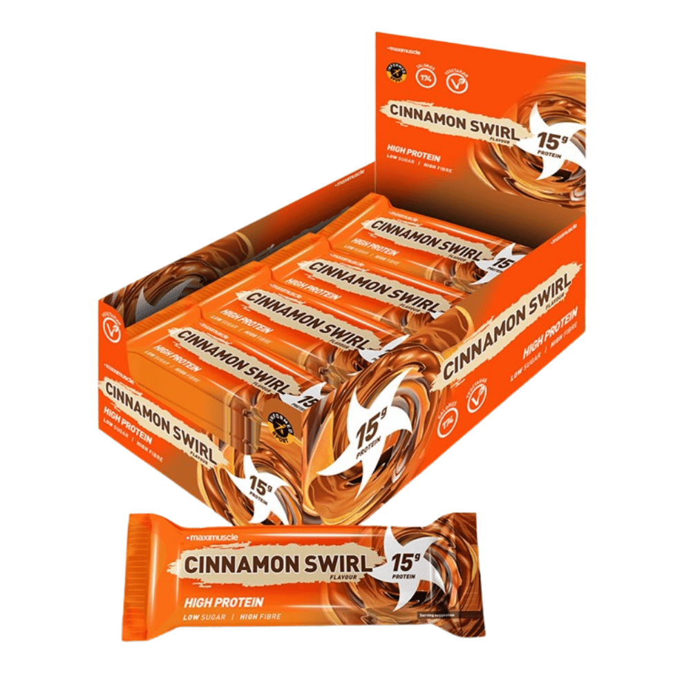 Cinnamon Swirl Flavoured Maximuscle Nutrition High Protein Low Sugars Bars - Informed Sports Approved