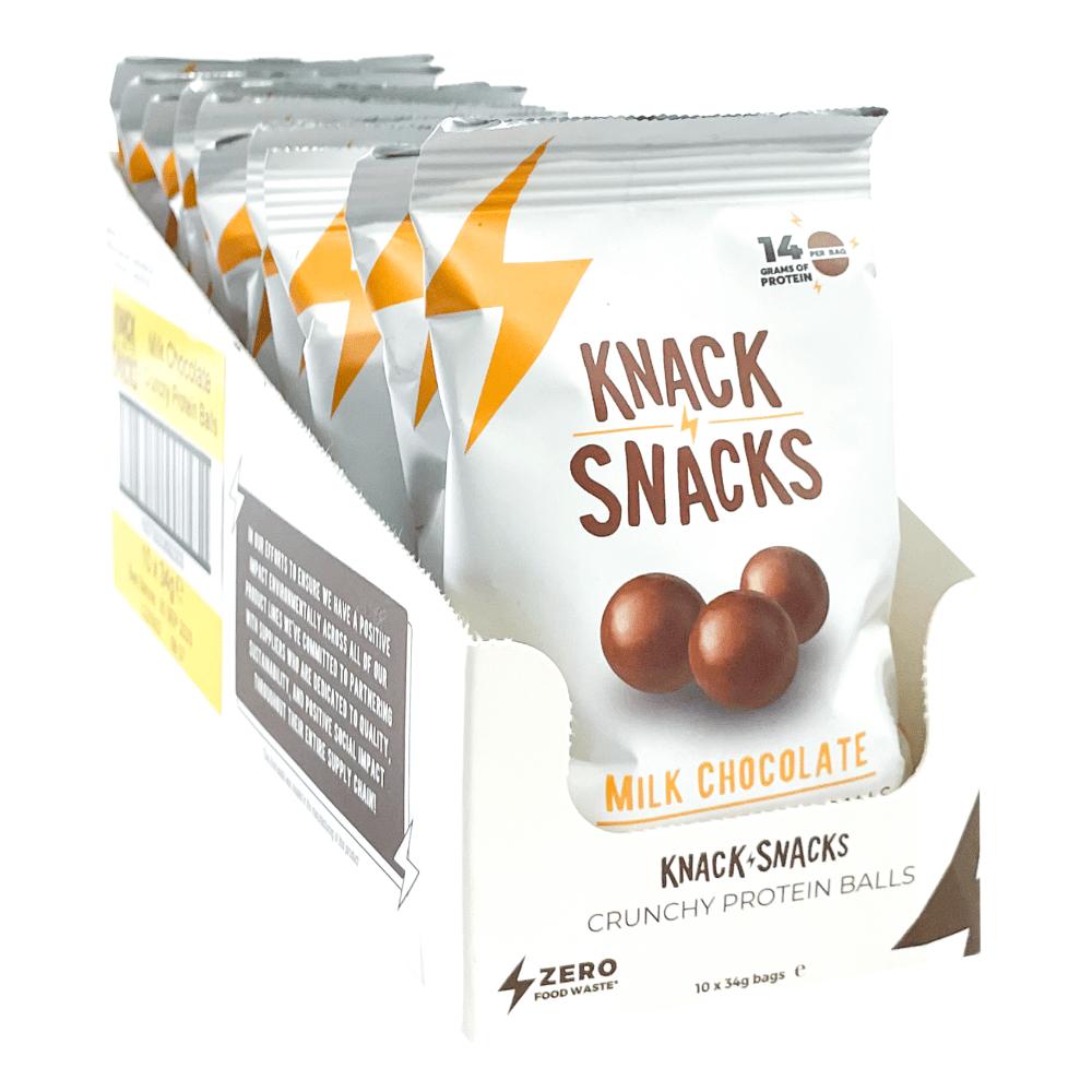 Milk Chocolate Knack Snacks Protein Balls - 10 Packet Boxes