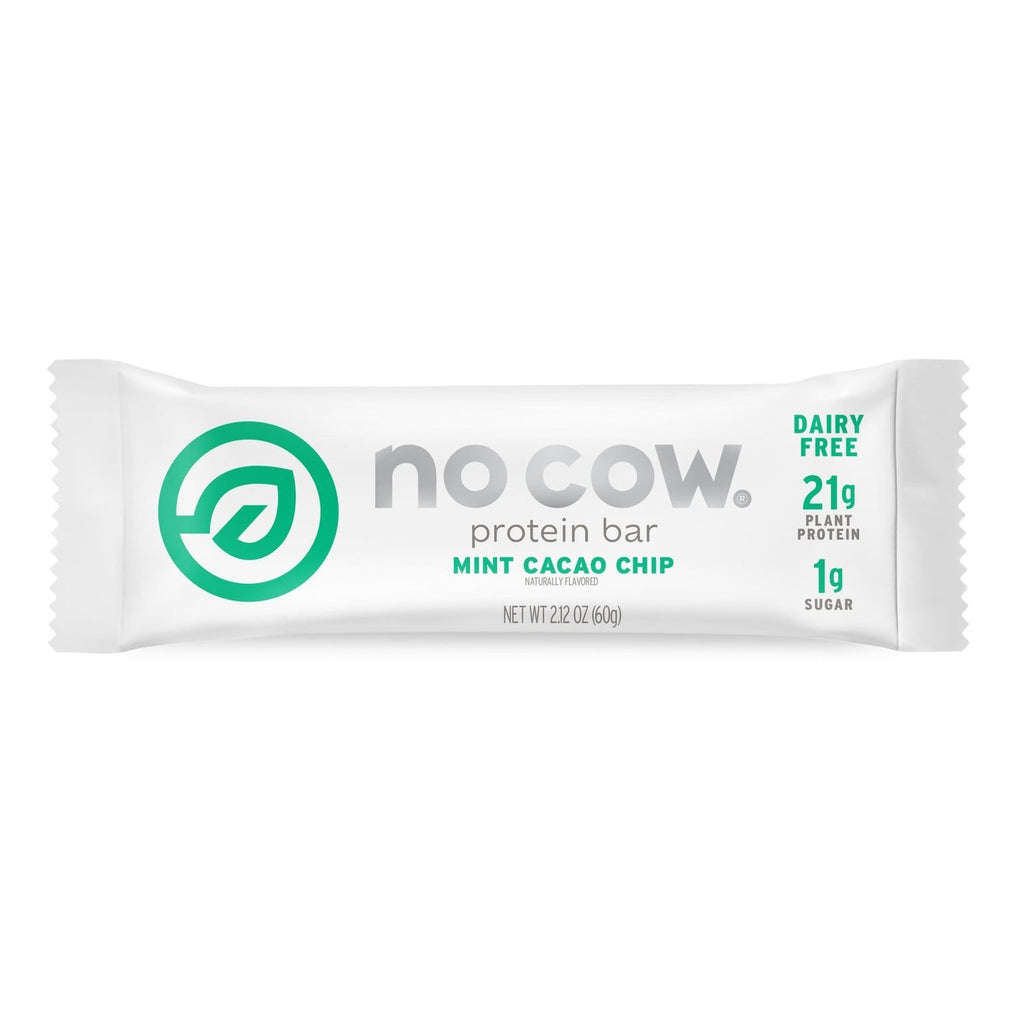Vegan Mint Cacao Chip No Cow Single Protein Bars UK 60g