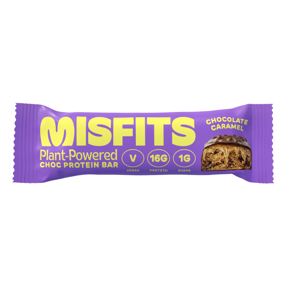  Chocolate Caramel Misfits Plant-Based High Protein Bars - Single 45-Gram Packs