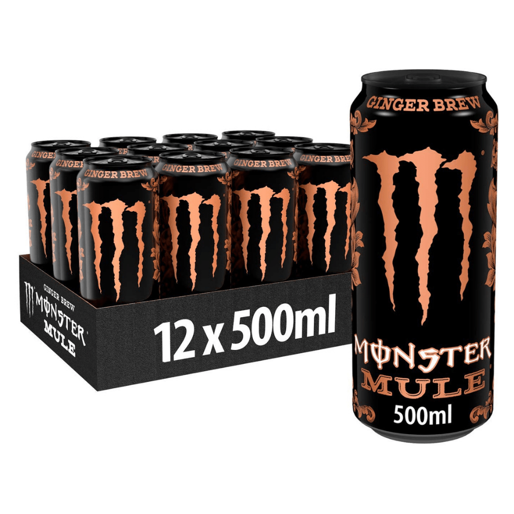 Monster Energy Mule Low Claorie Energy Drinks box of 12 x 500ml Ginger Brew Cans 
