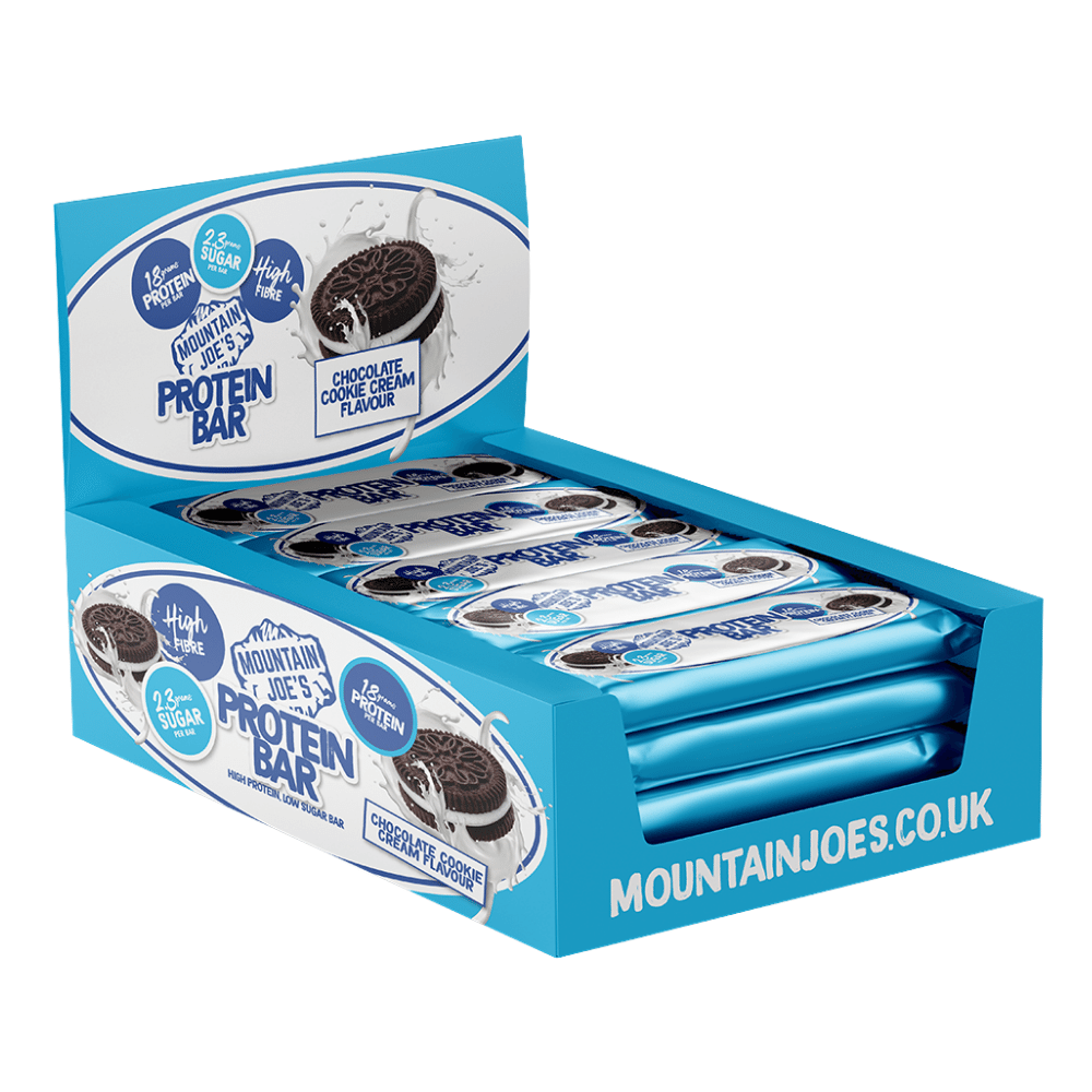 12x55g Protein Bar by Mountain Joe's - Chocolate Cookie Cream Flavour - 12 Pack Box
